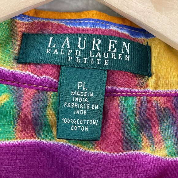 NEW Lauren Ralph Lauren Petite Large Striped Shirt Colorful Multicolor Blouse - Picture 4 of 10